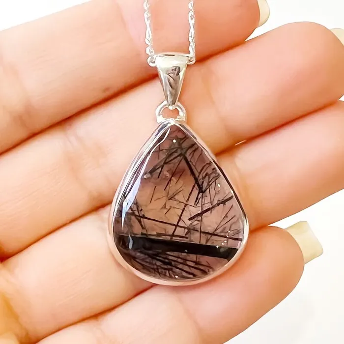 Tourmalinated Quartz Sterling Silver Necklace Magic Crystals Necklaces