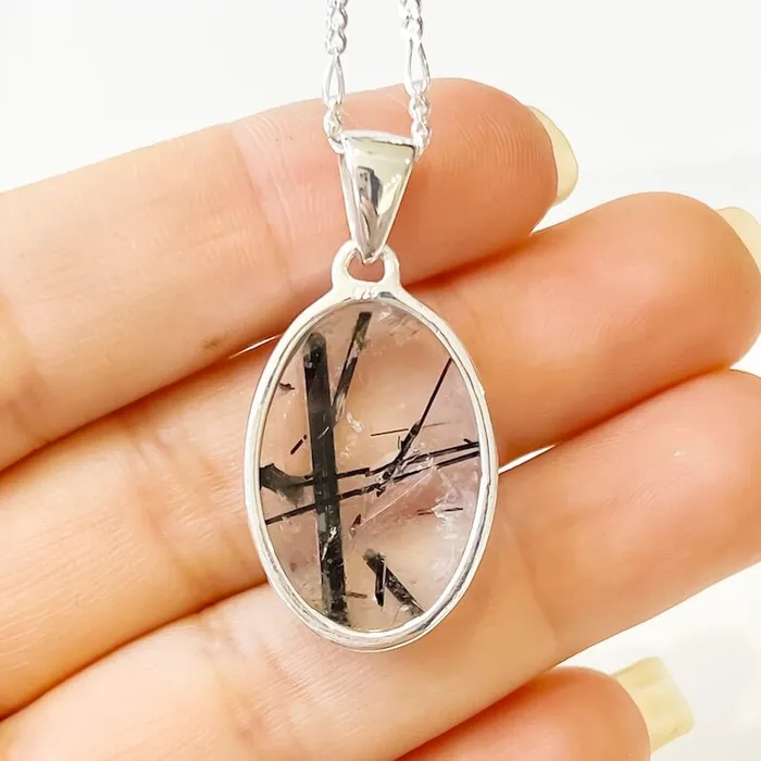 Tourmalinated Quartz Sterling Silver Necklace Magic Crystals Necklaces