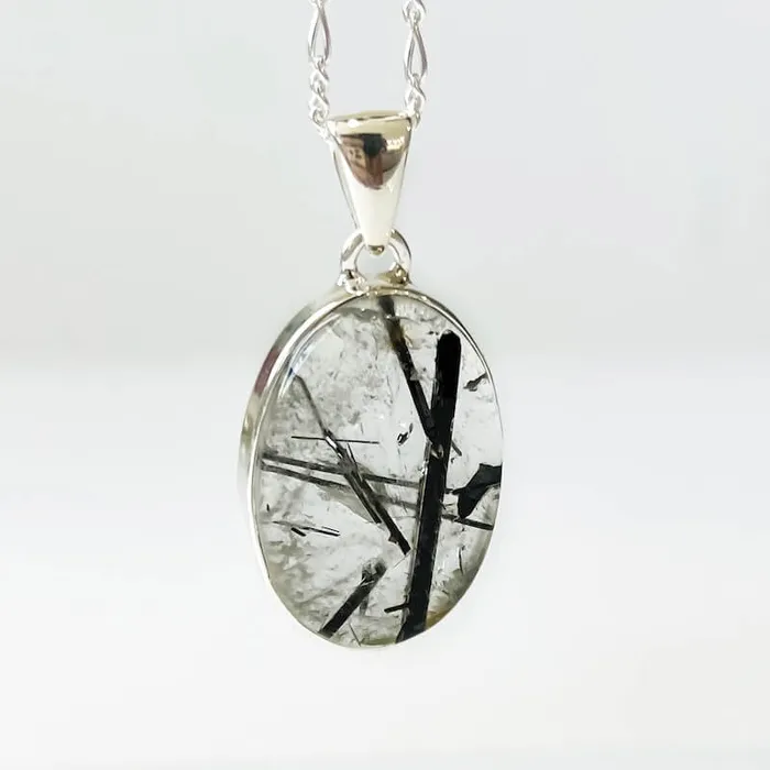 Tourmalinated Quartz Sterling Silver Necklace Magic Crystals Necklaces