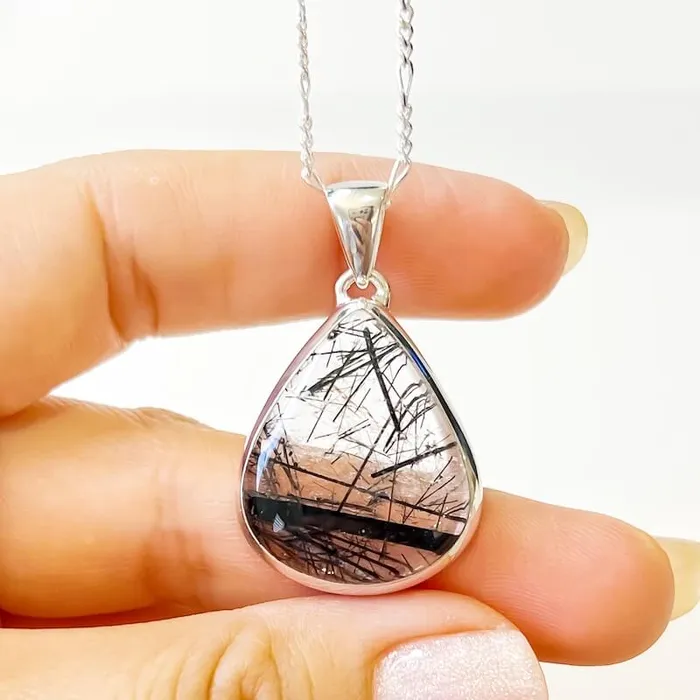 Tourmalinated Quartz Sterling Silver Necklace Magic Crystals Necklaces