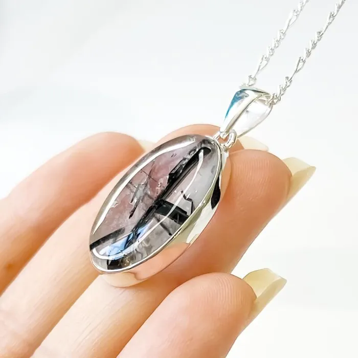 Tourmalinated Quartz Sterling Silver Necklace Magic Crystals Necklaces