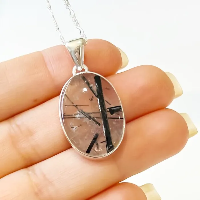 Tourmalinated Quartz Sterling Silver Necklace Magic Crystals Necklaces