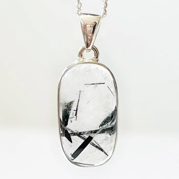 Tourmalinated Quartz Sterling Silver Necklace Magic Crystals Necklaces