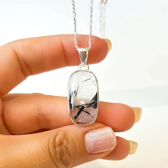 Tourmalinated Quartz Sterling Silver Necklace Magic Crystals Necklaces