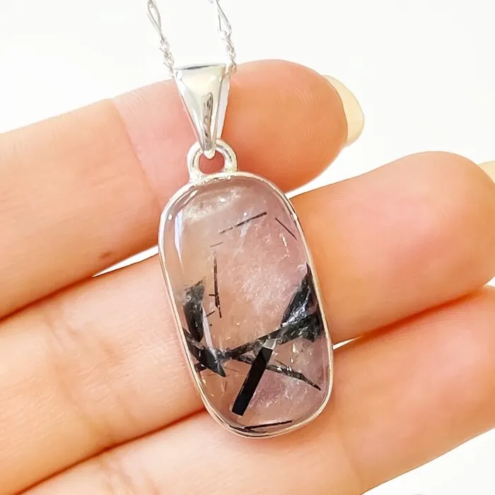 Tourmalinated Quartz Sterling Silver Necklace Magic Crystals Necklaces