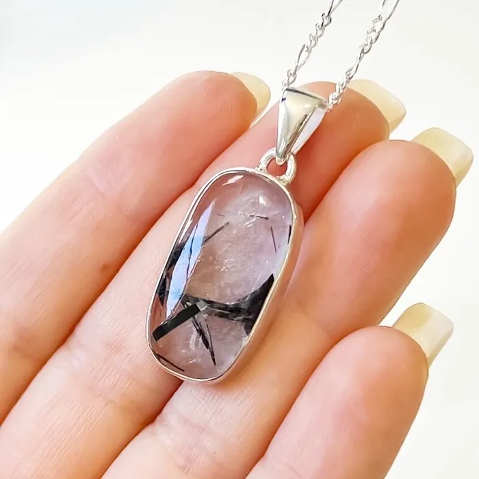 Tourmalinated Quartz Sterling Silver Necklace Magic Crystals Necklaces