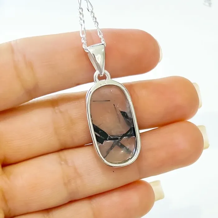 Tourmalinated Quartz Sterling Silver Necklace Magic Crystals Necklaces