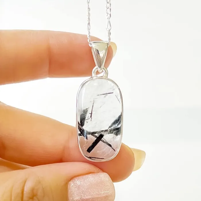 Tourmalinated Quartz Sterling Silver Necklace Magic Crystals Necklaces