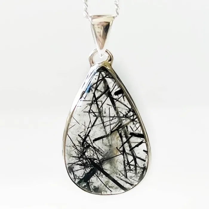 Tourmalinated Quartz Sterling Silver Necklace Magic Crystals Necklaces