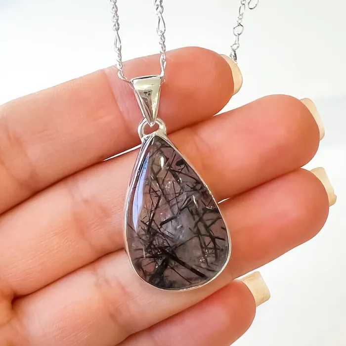 Tourmalinated Quartz Sterling Silver Necklace Magic Crystals Necklaces