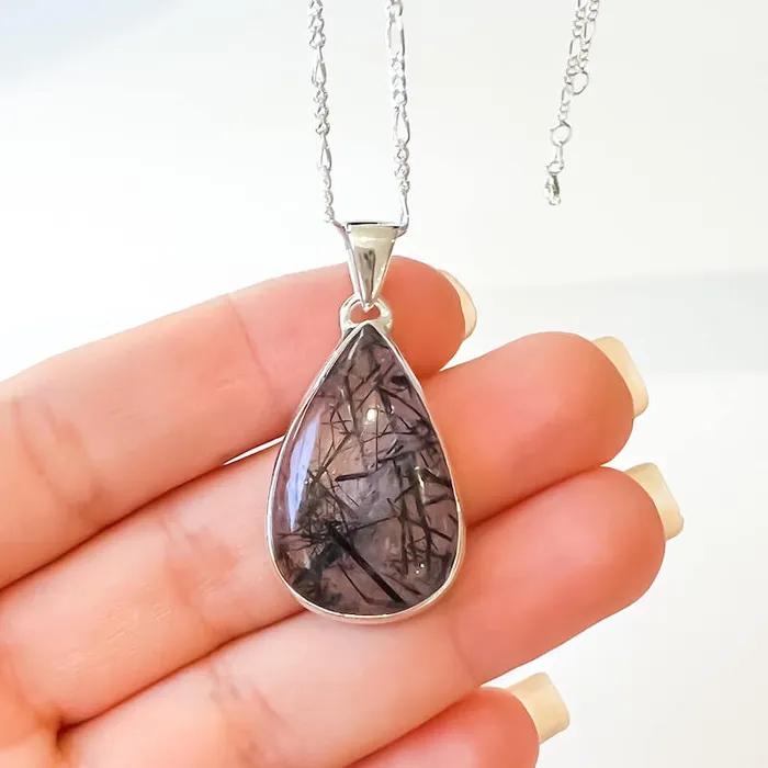 Tourmalinated Quartz Sterling Silver Necklace Magic Crystals Necklaces