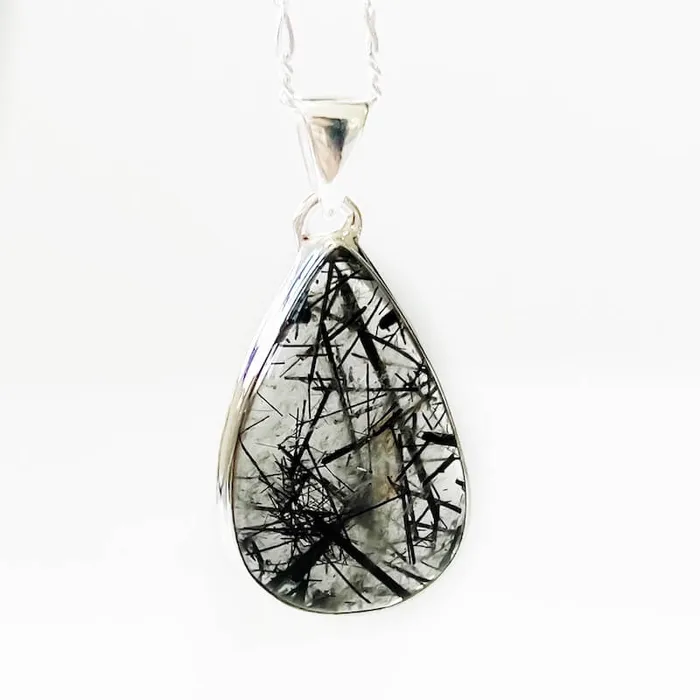 Tourmalinated Quartz Sterling Silver Necklace Magic Crystals Necklaces