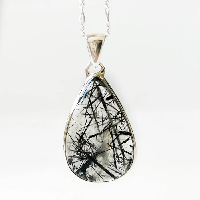 Tourmalinated Quartz Sterling Silver Necklace Magic Crystals Necklaces