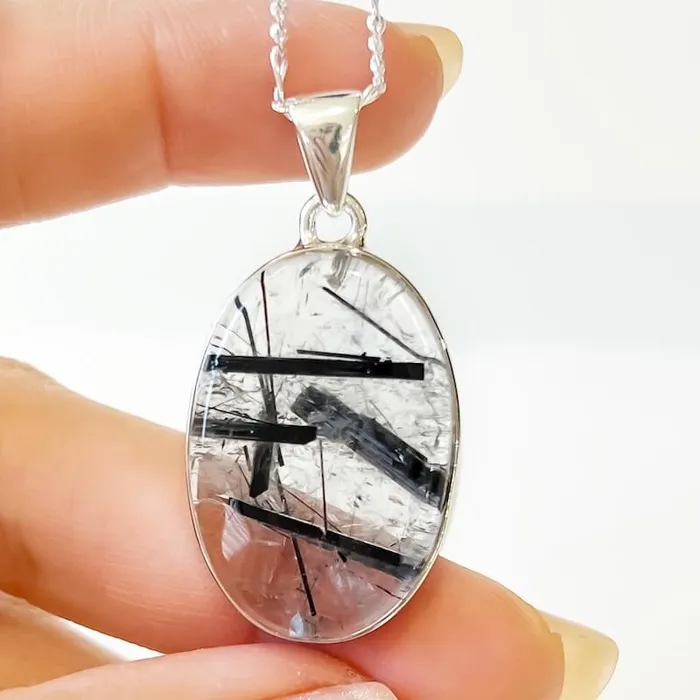 Tourmalinated Quartz Sterling Silver Necklace Magic Crystals Necklaces