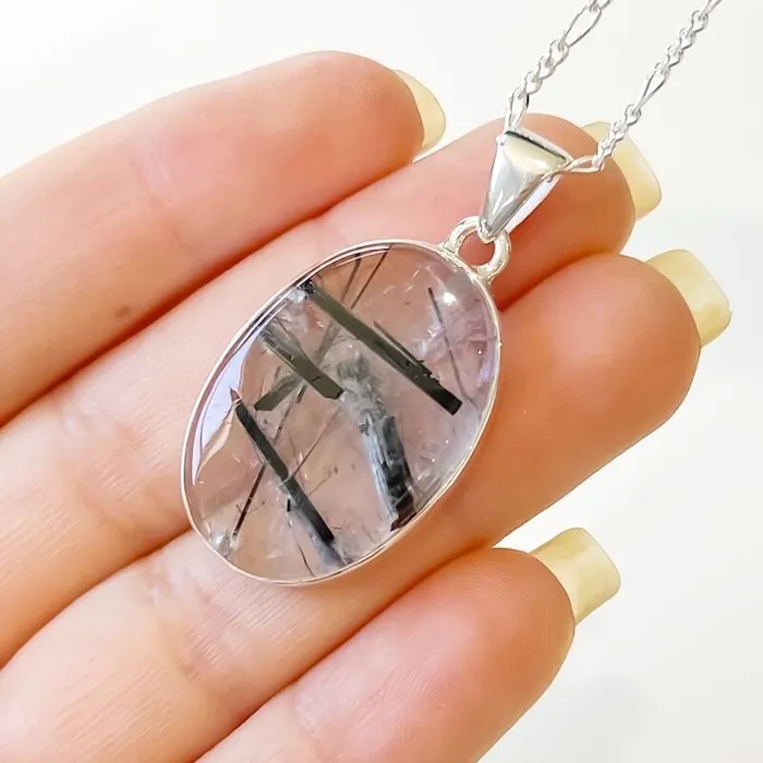 Tourmalinated Quartz Sterling Silver Necklace Magic Crystals Necklaces