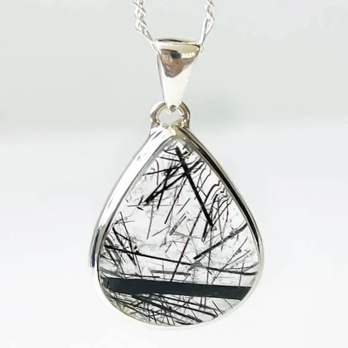 Tourmalinated Quartz Sterling Silver Necklace Magic Crystals Necklaces