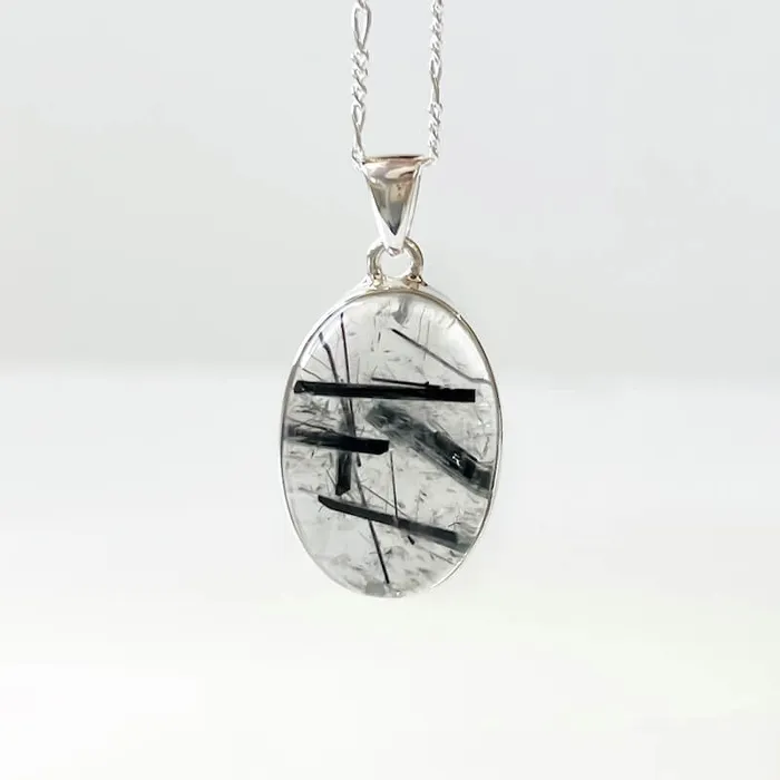 Tourmalinated Quartz Sterling Silver Necklace Magic Crystals Necklaces