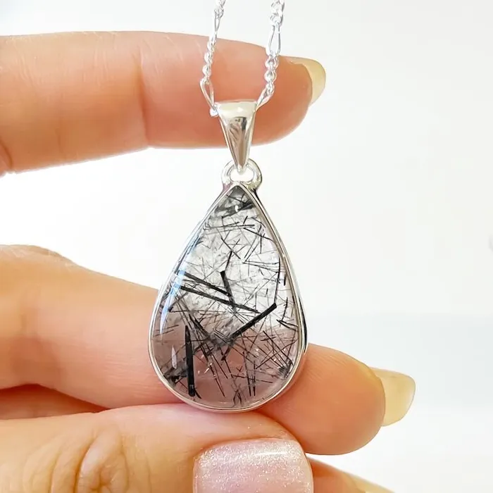 Tourmalinated Quartz Sterling Silver Necklace Magic Crystals Necklaces