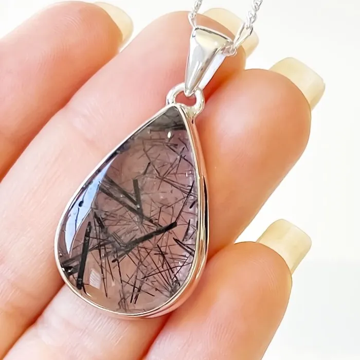 Tourmalinated Quartz Sterling Silver Necklace Magic Crystals Necklaces