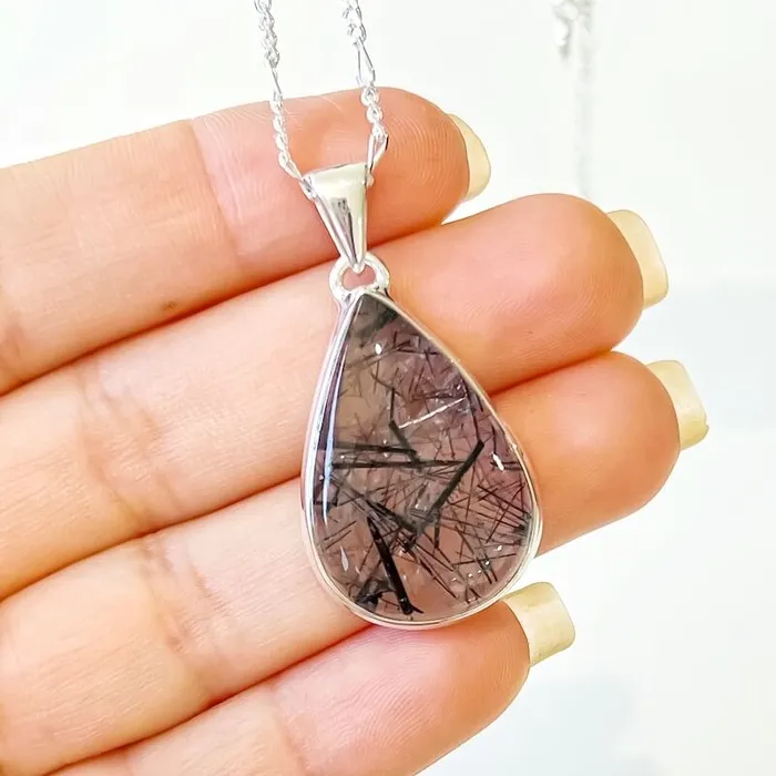 Tourmalinated Quartz Sterling Silver Necklace Magic Crystals Necklaces