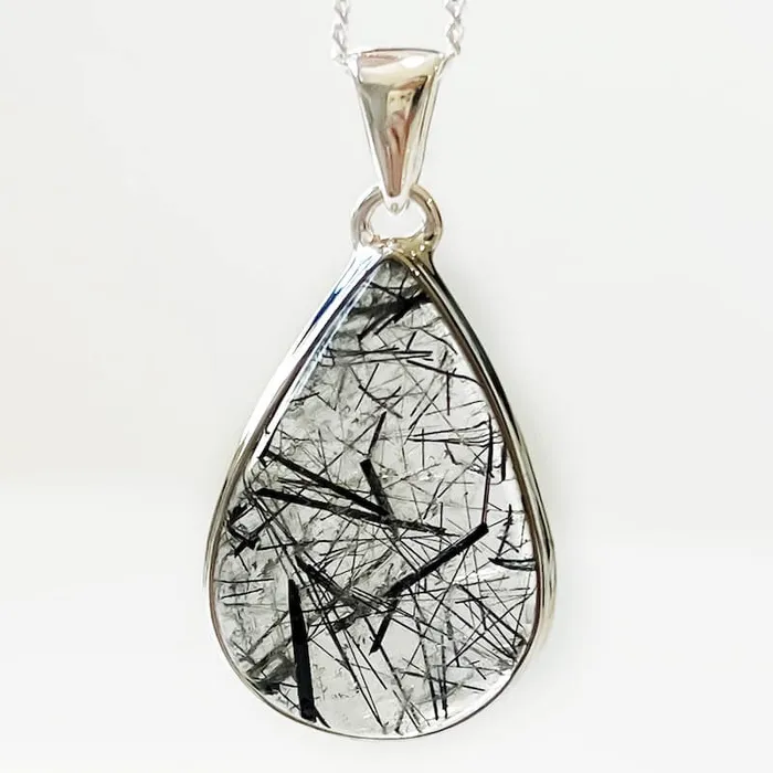 Tourmalinated Quartz Sterling Silver Necklace Magic Crystals Necklaces