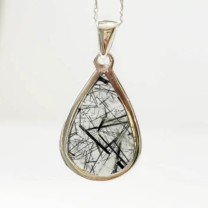 Tourmalinated Quartz Sterling Silver Necklace Magic Crystals Necklaces