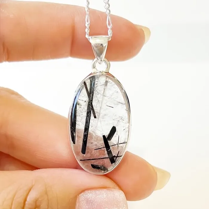 Tourmalinated Quartz Sterling Silver Necklace Magic Crystals Necklaces