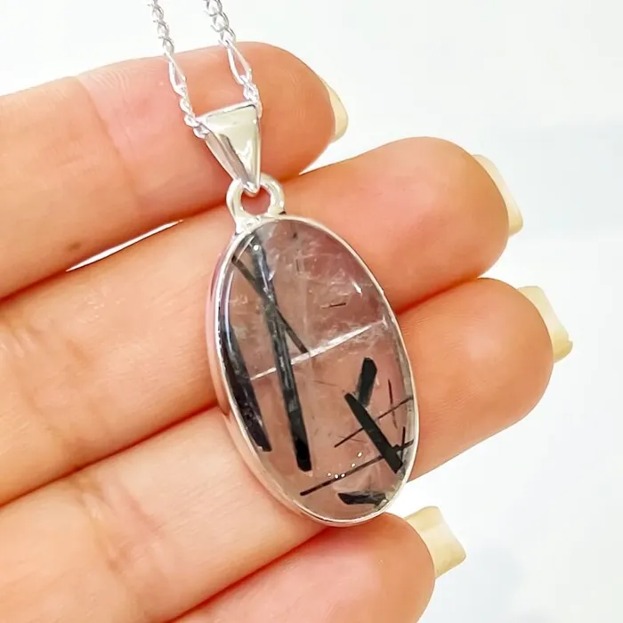 Tourmalinated Quartz Sterling Silver Necklace Magic Crystals Necklaces