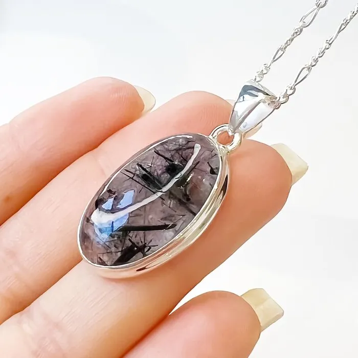 Tourmalinated Quartz Sterling Silver Necklace Magic Crystals Necklaces