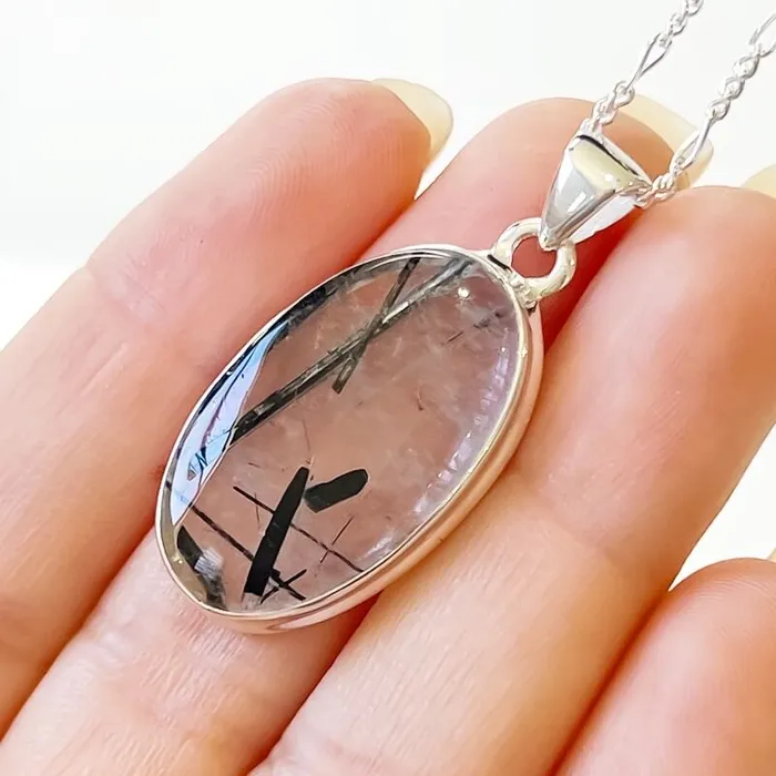Tourmalinated Quartz Sterling Silver Necklace Magic Crystals Necklaces