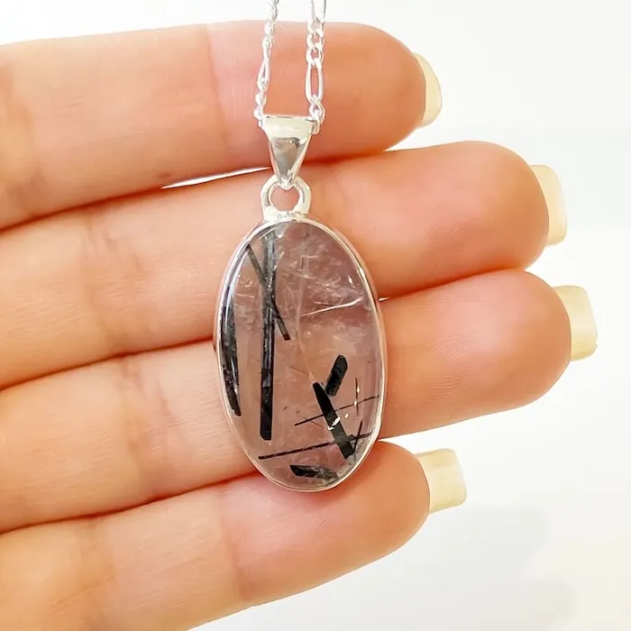 Tourmalinated Quartz Sterling Silver Necklace Magic Crystals Necklaces