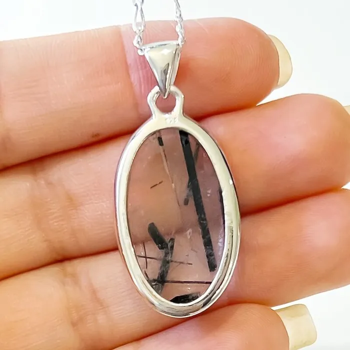 Tourmalinated Quartz Sterling Silver Necklace Magic Crystals Necklaces