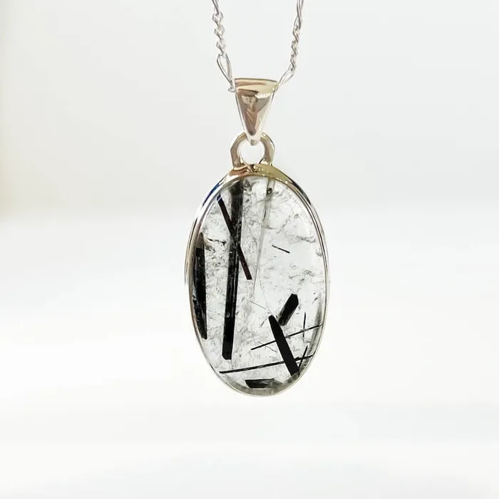 Tourmalinated Quartz Sterling Silver Necklace Magic Crystals Necklaces
