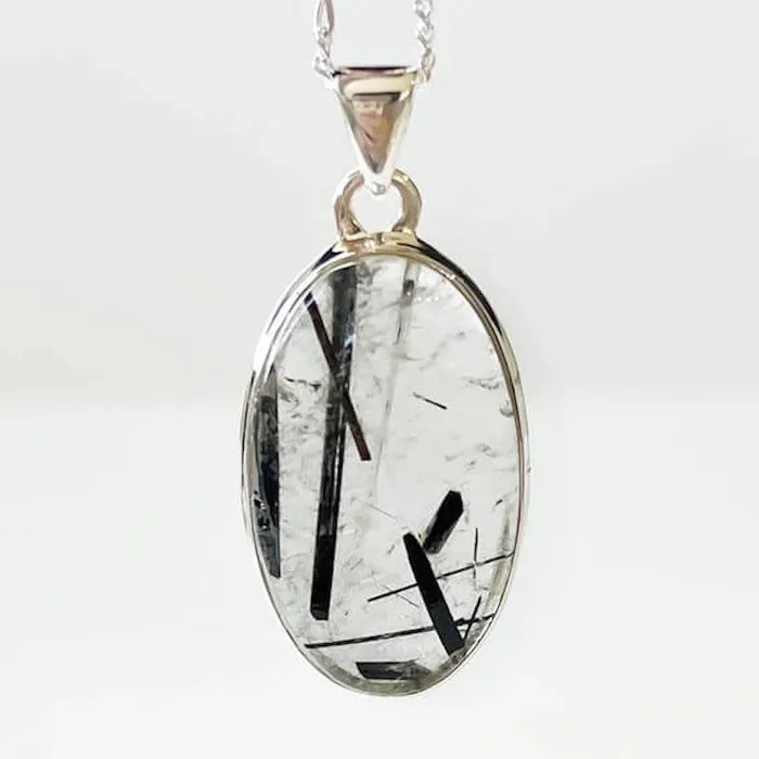 Tourmalinated Quartz Sterling Silver Necklace Magic Crystals Necklaces