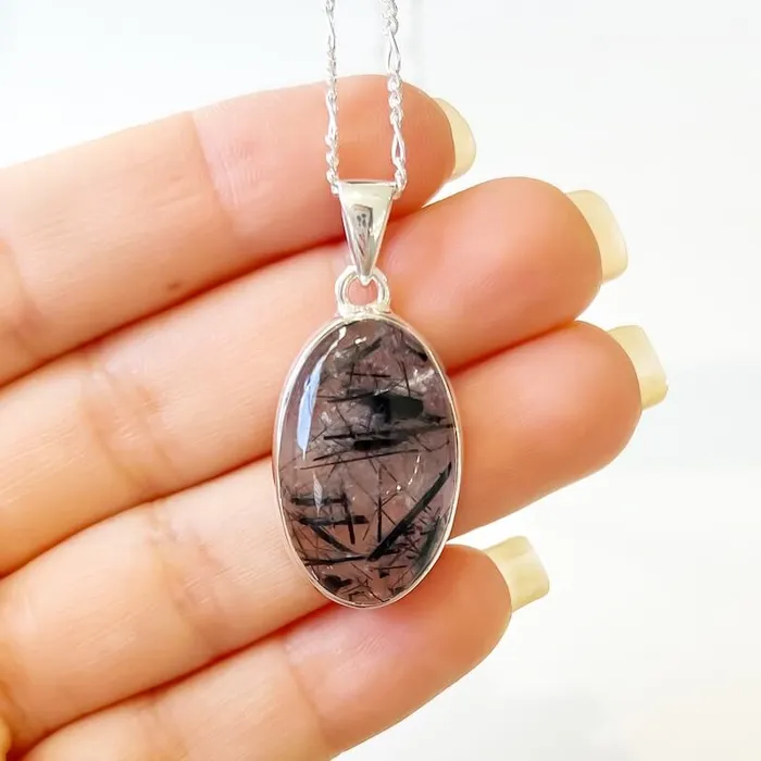 Tourmalinated Quartz Sterling Silver Necklace Magic Crystals Necklaces