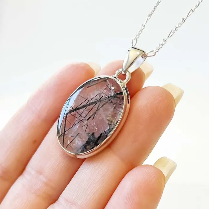 Tourmalinated Quartz Sterling Silver Necklace Magic Crystals Necklaces