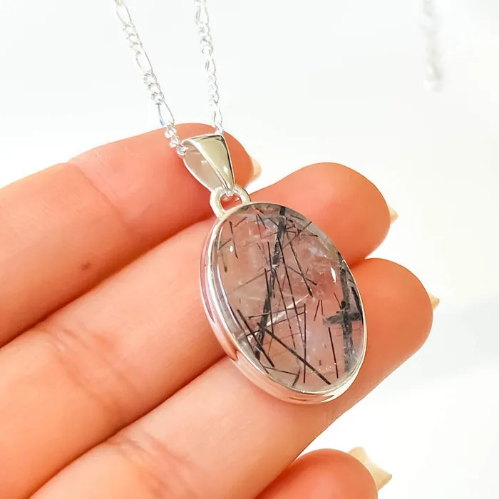 Tourmalinated Quartz Sterling Silver Necklace Magic Crystals Necklaces