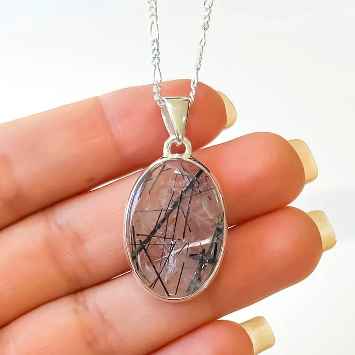 Tourmalinated Quartz Sterling Silver Necklace Magic Crystals Necklaces