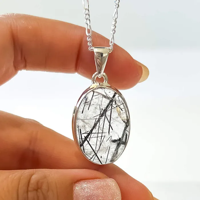 Tourmalinated Quartz Sterling Silver Necklace Magic Crystals Necklaces