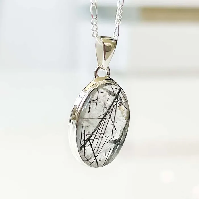 Tourmalinated Quartz Sterling Silver Necklace Magic Crystals Necklaces