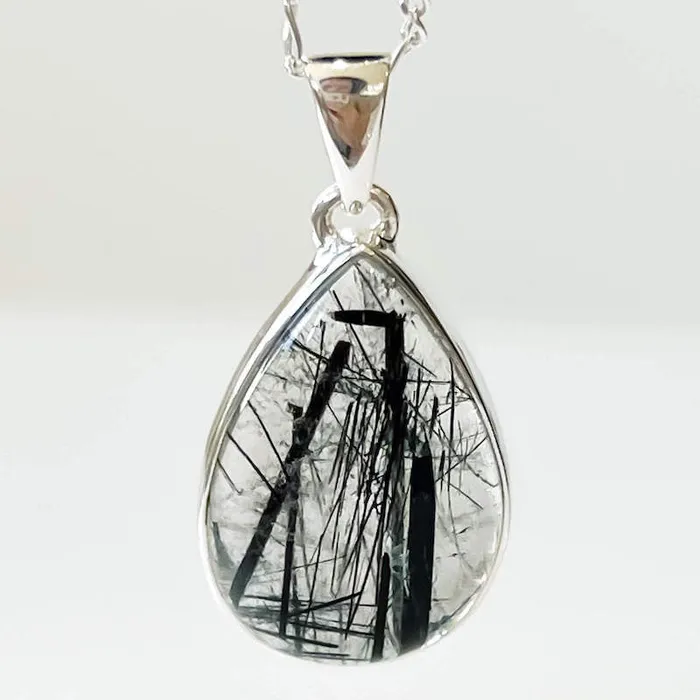 Tourmalinated Quartz Sterling Silver Necklace Magic Crystals Necklaces