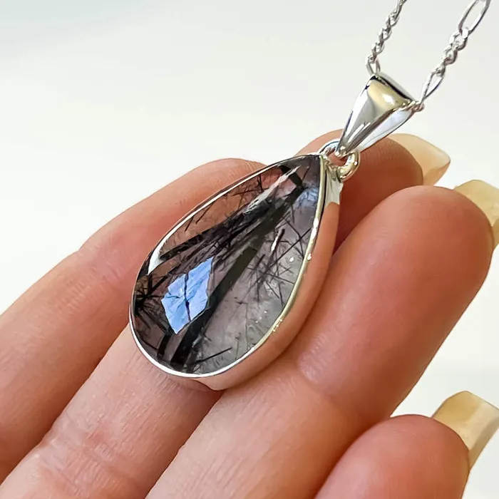 Tourmalinated Quartz Sterling Silver Necklace Magic Crystals Necklaces