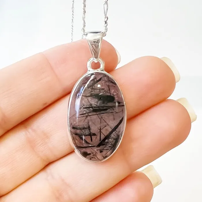 Tourmalinated Quartz Sterling Silver Necklace Magic Crystals Necklaces