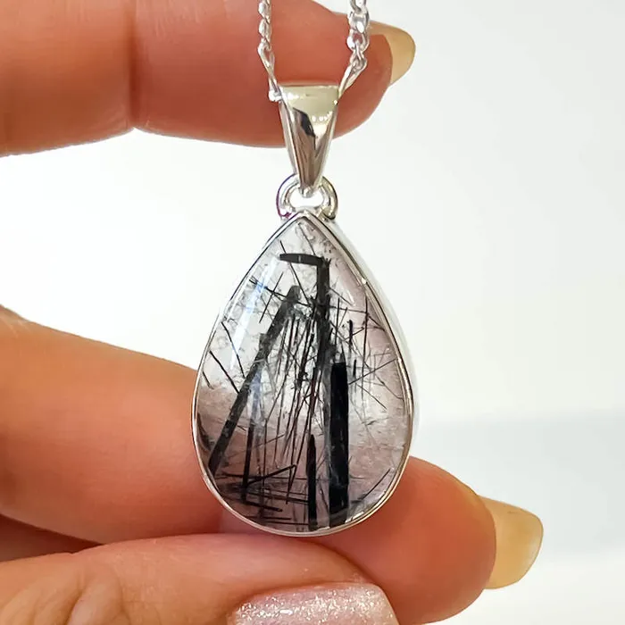 Tourmalinated Quartz Sterling Silver Necklace Magic Crystals Necklaces