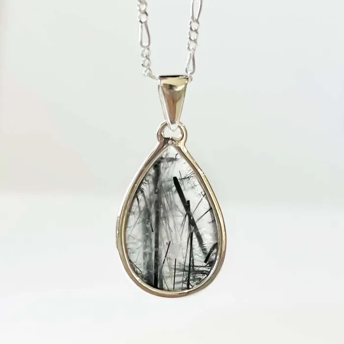 Tourmalinated Quartz Sterling Silver Necklace Magic Crystals Necklaces