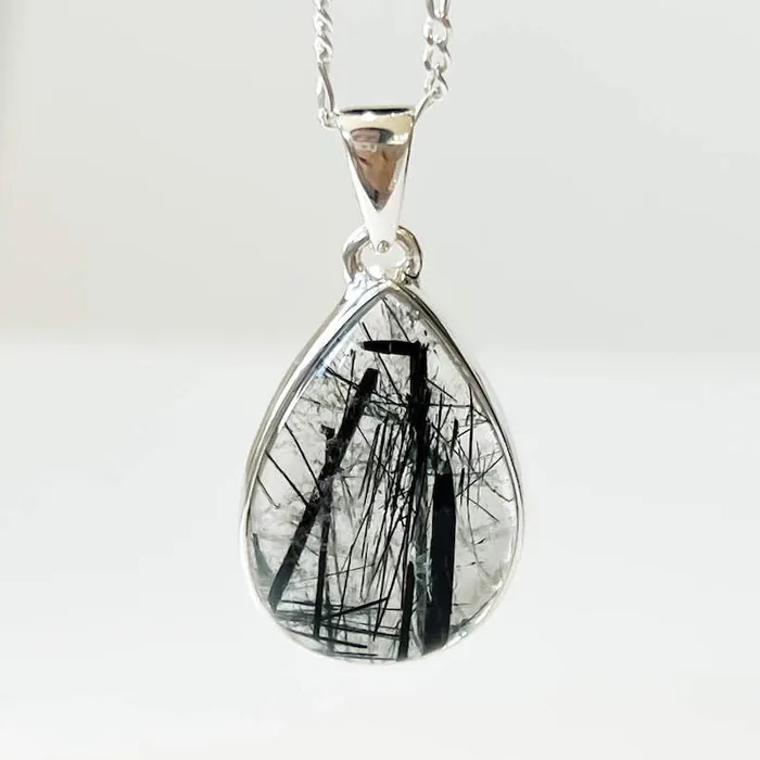Tourmalinated Quartz Sterling Silver Necklace Magic Crystals Necklaces