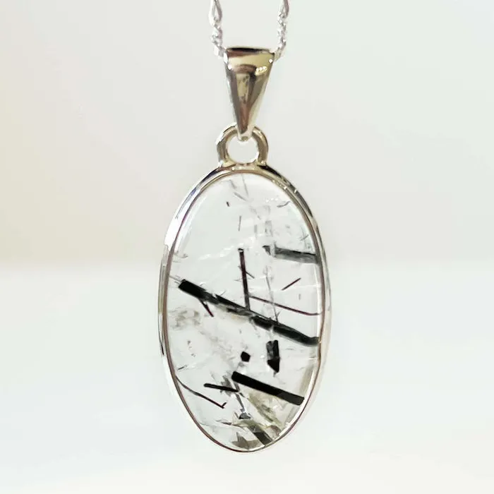 Tourmalinated Quartz Sterling Silver Necklace Magic Crystals Necklaces
