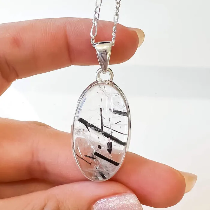 Tourmalinated Quartz Sterling Silver Necklace Magic Crystals Necklaces