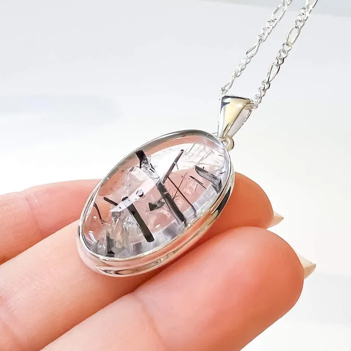 Tourmalinated Quartz Sterling Silver Necklace Magic Crystals Necklaces