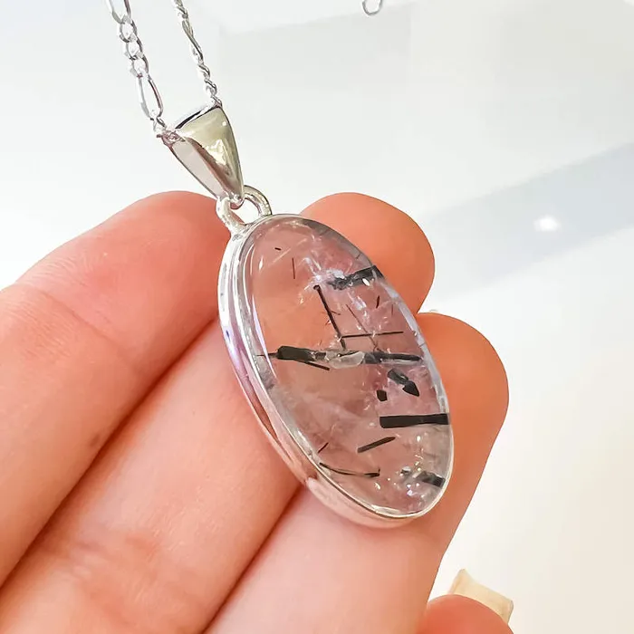 Tourmalinated Quartz Sterling Silver Necklace Magic Crystals Necklaces